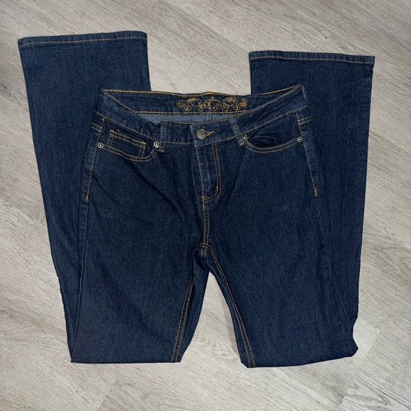 Wax Jean Denim - Wax Jean Women's Boot Cut Jeans - Dark Blue